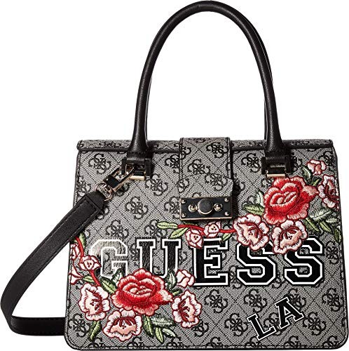 GUESS Women's Vikky Small Satchel Black Floral One Size