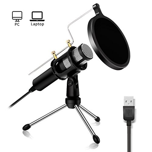 USB Microphone NASUM Computer Microphone，Plug &Play Home Studio Microphone,Condenser Microphone，Dual-Layer Acoustic Filter， for YouTube，Facebook，Skype，Google Search，Podcasting, Games (USB)