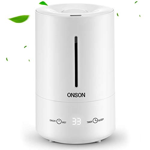 ONSON 2019 Humidifier, 4.5L Ultrasonic Cool Mist Humidifier for Bedroom Baby Home, Large Room Vaporizer Humidifying Unit with Whisper-Quiet, Auto Shut-Off, 24h Air Humidifying(White)