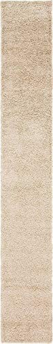 Unique Loom Solo Solid Shag Collection Modern Plush Taupe Runner Rug (2' 6 x 16' 5)