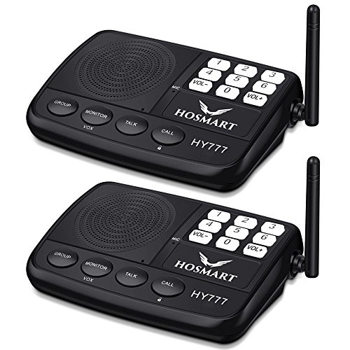 Wireless Intercom System Hosmart 1/2 Mile Long Range 7-Channel Security Wireless Intercom System for Home or Office (2018 New Version)[2 Stations Black]