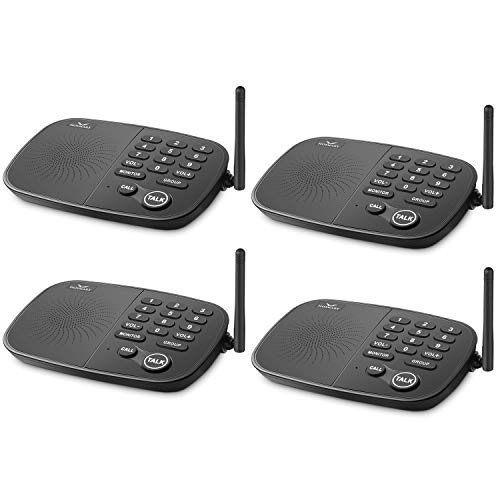 Hosmart 1/2 Mile Long Range 10-Channel Security Wireless Intercom System for Home or Office[4 Units Black]