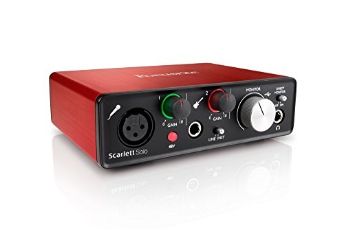 Focusrite Scarlett Solo USB Audio Interface with Red Plug-ins and 1 Year Extended Warranty