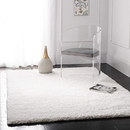 Safavieh California Premium Shag Collection SG151-1010 White Square Area Rug (8'6" Square)