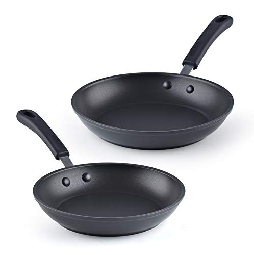 Cook N Home 02636 8"/9.5" Anodized Nonstick Saute Fry Pan 2 Piece set, Black