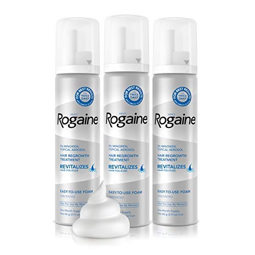 Men's Rogaine 5% Minoxidil Foam for Hair Loss and Hair Regrowth, Topical Treatment for Thinning Hair, 3-Month Supply, 2.11 Oz, Pack of 3