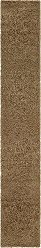 Unique Loom Solo Solid Shag Collection Modern Plush Sandy Brown Runner Rug (2' 6 x 16' 5)