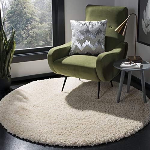 Safavieh California Premium Shag Collection SG151-1212 Ivory Round Area Rug (8'6" Diameter)