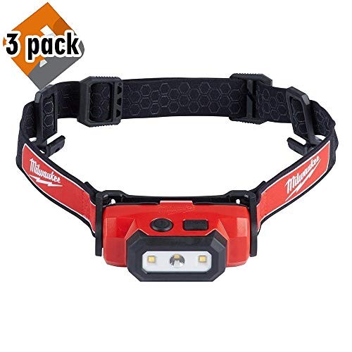 Milwaukee Electric Tools 2111-21 USB Rechargeable Headlamp Red - 3 Pack