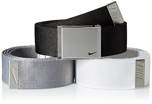 Nike Men's 3 Pack Golf Web Belt, black/White/Grey, One Size