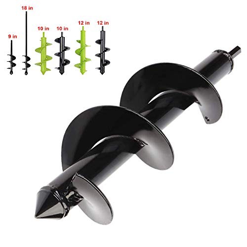Auger Drill Bit Garden Plant Flower Bulb Auger Spiral Hole Drill Rapid Planter Earth Auger Bit Post or Umbrella Hole Digger for 3/8" Hex Drive Drill  (3" X 12", Black)