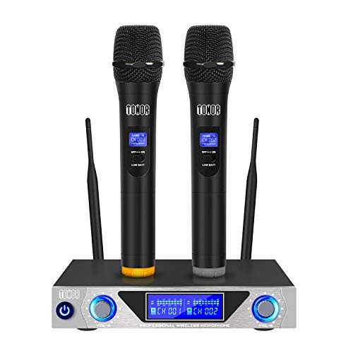 TONOR VHF Handheld Wireless Microphone System with Dual Hand Held Dynamic Microphones and LED Display for Karaoke Party Classroom Meeting