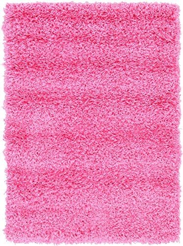 Unique Loom Solo Solid Shag Collection Modern Plush Taffy Pink Area Rug (2' 0 x 3' 0)