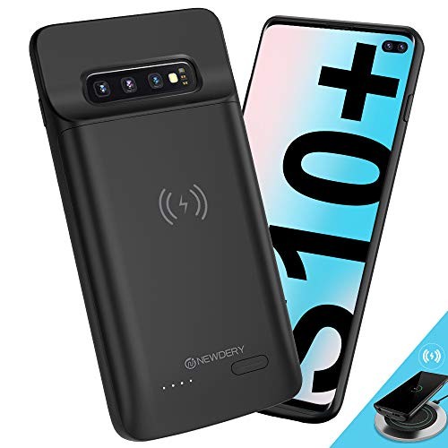 [Upgraded] Samsung Galaxy S10 Plus Battery Case Qi Wireless Charging Compatible, Newdery 5000mAh Slim Rechargeable Portable Protective External Charger Case for Samsung Galaxy S10+ (6.4" Black)