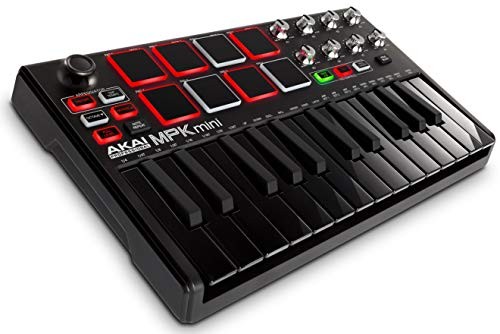 Akai Professional MPK Mini MKII LE Black | Black, Limited Edition 25-Key Portable USB MIDI Keyboard With 16 Backlit Performance-Ready Pads, 8-Assignable Q-Link Knobs & A 4-Way Thumbstick