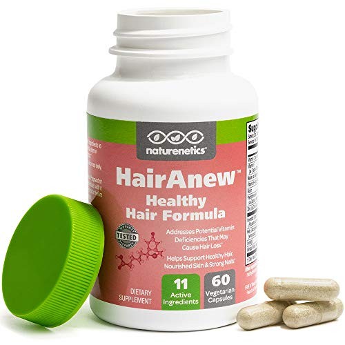 HairAnew (Unique Hair Growth Vitamins with Biotin) - Tested - for Hair, Skin and Nails - Women and Men - Addresses Vitamin Deficiencies that Could be the Cause of Hair Loss or Lack of Regrowth (1)