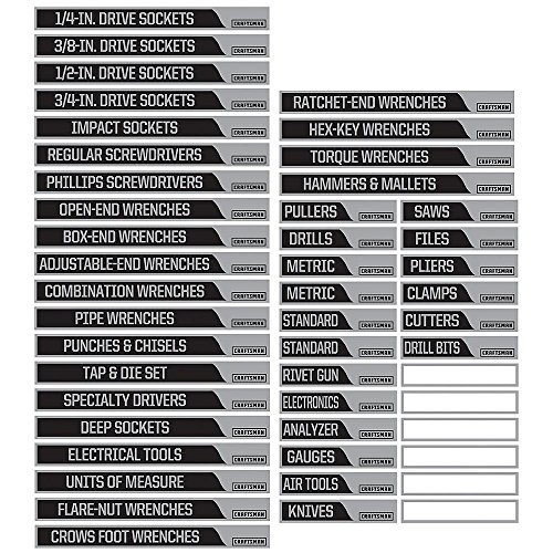 Craftsman Magnetic Labels for Tool Box or Storage Unit Organize