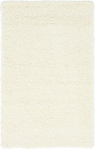 Unique Loom Solo Solid Shag Collection Modern Plush Snow White Area Rug (3' 3 x 5' 3)