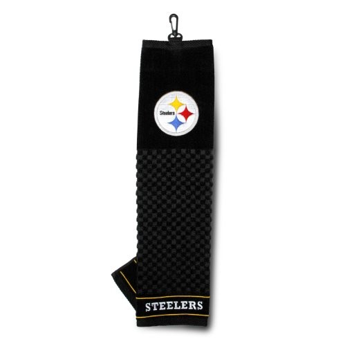 Team Golf NFL Pittsburgh Steelers Embroidered Golf Towel, Checkered Scrubber Design, Embroidered Logo