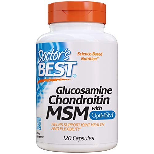 Doctor's Best Glucosamine Chondroitin Msm with OptiMSM, Supports Healthy Joint Structure, Function & Comfort, Non-GMO, Gluten Free, Soy Free, 120 Caps