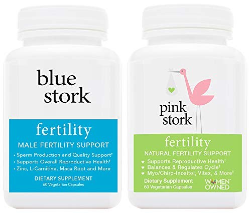 Pink Stork & Blue Stork Fertility Supplement Bundle: Conception Support for Women & Men + Support Hormones + Reproductive Wellness + Fertility Prenatal Vitamins
