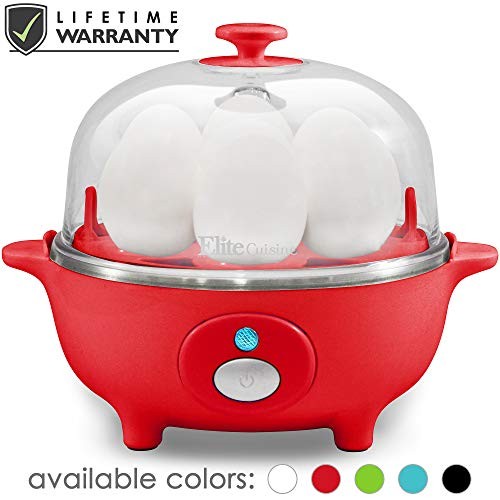 Maxi-Matic EGC-007R Easy Electric Egg Poacher, Omelet, Scrambled, Soft, Medium, Hard-Boiled Boiler Measuring Cup Included, 7 Capacity, Red