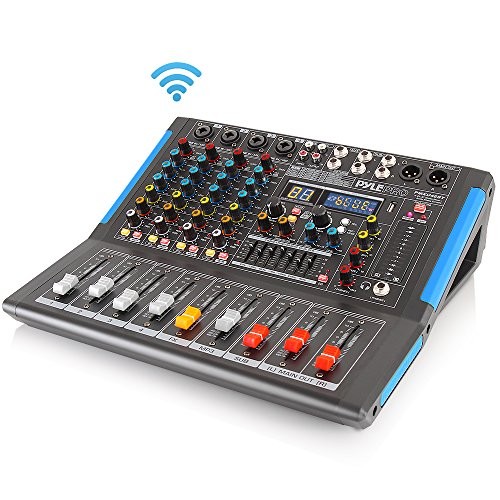 4-Channel Bluetooth Studio Audio Mixer - DJ Sound Controller Interface with USB Drive for PC Recording Input, XLR Microphone Jack, 48V Power, Input/Output for Professional and Beginners - PMXU46BT