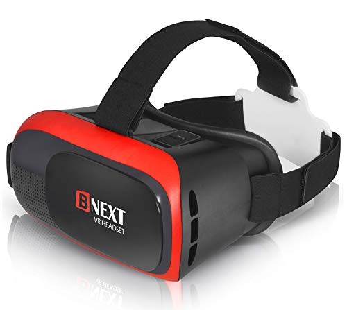 VR Headset Compatible with iPhone & Android Phone - Universal Virtual Reality Goggles - Play Your Best Mobile Games 360 Movies with Soft & Comfortable New 3D VR Glasses | Red | w/Eye Protection