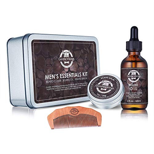 Gentle Vikings Beard Growth Grooming Kit, Beard Oil Balm/Butter/Wax Trimming Comb Kit, Gift Set for Beard Styling & Shaping, Gift Idea for Men, Husband, Faster and Him