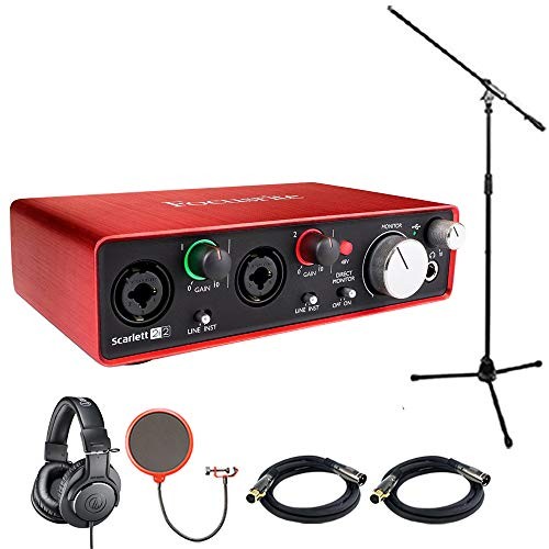 Focusrite Scarlett 2i2 USB Audio Interface (2nd Generation) With Pro Tools includes Bonus Audio-Technica Professional Monitor Headphones and More