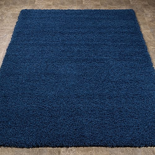 Ottomanson SHG2866-8X10 Cozy Color Solid Shag Contemporary Living and Bedroom Soft Shaggy Kids Area Rug, 7'10" x 9'10", Navy