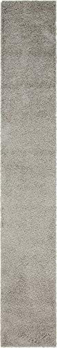 Unique Loom Solo Solid Shag Collection Modern Plush Cloud Gray Runner Rug (2' 6 x 16' 5)