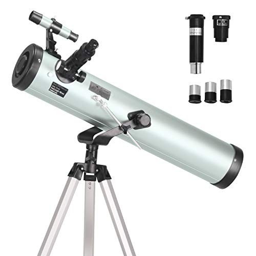 ToyerBee Telescope 76mm Aperture 700MM, with 3 Eyepieces H20mm H12.5mm H4mm&Tripod&Finder Scope&Moon Mirror, 70X-350X Magnification- Reflector Telescope for Kids& Students&Adults&Astronomy Beginners