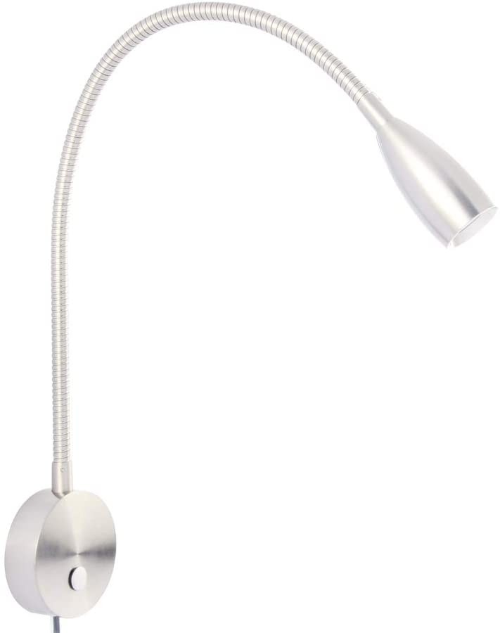 acegoo Bedside Led Reading Light, Flexible Gooseneck Task Light Touch Dimming Switch with USB Charger Headboard Wall Surface Mount (Brushed Nickel)