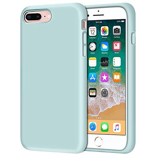 iPhone 8 Plus Case, iPhone 7 Plus Case, Anuck Soft Silicone Gel Rubber Bumper Case Microfiber Lining Hard Shell Shockproof Full-Body Protective Case Cover for iPhone 7 Plus /8 Plus 5.5" - Mint