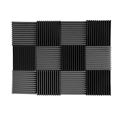 (12 Pk) Charcoal acoustic foam tiles soundproofing foam panels sound insulation soundproof foam padding sound dampening Studio sound proof padding 1" x 12" x 12"