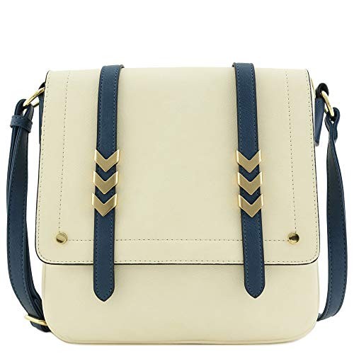 Double Compartment Large Flapover Crossbody Bag with Colorblock 