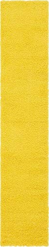 Unique Loom Solo Solid Shag Collection Modern Plush Tuscan Sun Yellow Runner Rug (2' 6 x 13' 0)