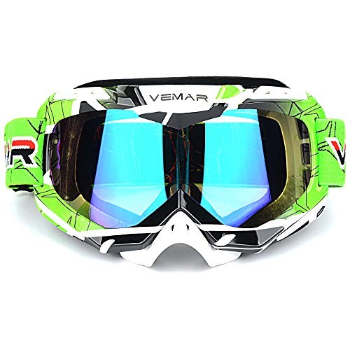 Polarized Sport Motorcycle Motocross Goggles ATV Racing Goggles Dirt Bike Tactical Riding Motorbike Goggle Glasses, Bendable Windproof Dustproof Scratch Resistant Protective Safety Glasses (Green)