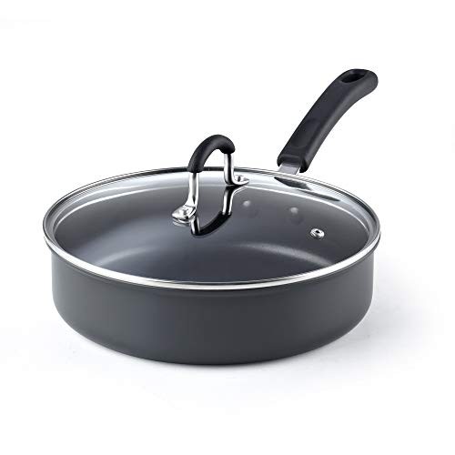 Cook N Home 02635 3 Quart/24cm Anodized Nonstick Saute Pan, 3 Quarts, Black