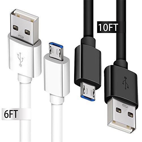 Micro USB Cable,[2Pack] Extra Long Android Charger Cable for Samsung Galaxy S7, 6Ft 10Ft Android Phone Fast Charger Cord for Samsung Galaxy S7 Edge S6 S5,Note 5/4,LG G4,PS4,Camera