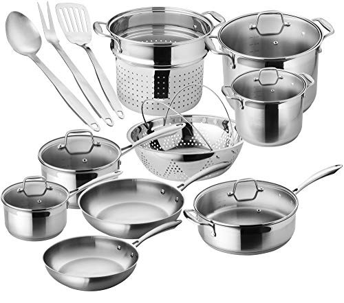 Chef's Star Premium Pots And Pans Set - 17 Piece Stainless Steel Induction Cookware Set - Oven Safe