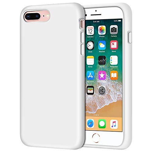 iPhone 8 Plus Case, iPhone 7 Plus Case, Anuck Soft Silicone Gel Rubber Bumper Case Microfiber Lining Hard Shell Shockproof Full-Body Protective Case Cover for iPhone 7 Plus /8 Plus 5.5" - White