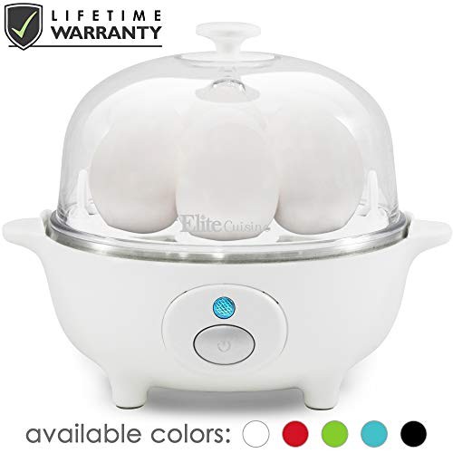 Maxi-Matic EGC-007 Easy Electric Egg Poacher, Omelet, Scrambled, Soft, Medium, Hard-Boiled Boiler Cooker with Auto Shut-Off and Buzzer, Measuring Cup Included, BPA Free, 7 Capacity, White