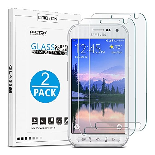 OMOTON Tempered Glass Screen Protector for Galaxy S6 Active,2 Pack