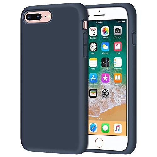 iPhone 8 Plus Case, iPhone 7 Plus Case, Anuck Soft Silicone Gel Rubber Bumper Case Microfiber Lining Hard Shell Shockproof Full-Body Protective Case Cover for iPhone 7 Plus /8 Plus 5.5" - Dark Blue