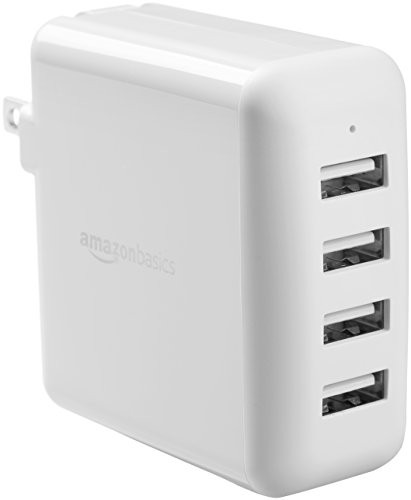 AmazonBasics 40W 4-Port USB Wall Charger - White