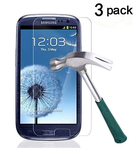 TANTEK Galaxy S3 Screen Protector, [Bubble-Free][HD-Clear][Anti-Scratch][Anti-Glare][Anti-Fingerprint] Premium Tempered Glass Screen Protector for Samsung Galaxy S3,-[3Pack]