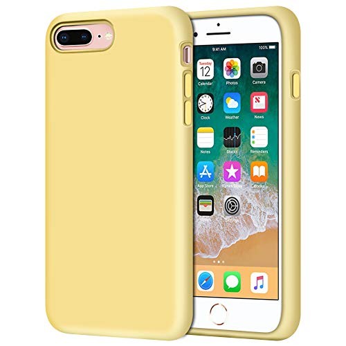 iPhone 8 Plus Case, iPhone 7 Plus Case, Anuck Soft Silicone Gel Rubber Bumper Case Microfiber Lining Hard Shell Shockproof Full-Body Protective Case Cover for iPhone 7 Plus /8 Plus 5.5" - Yellow