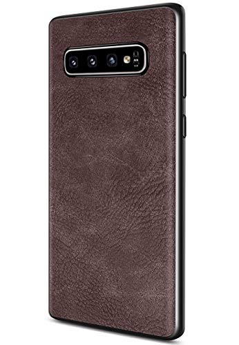 Samsung Galaxy S10 Case, Salawat Slim PU Leather Vintage Shockproof Phone Case Cover Lightweight Premium Soft TPU Bumper Hard PC Hybrid Protective Case for Samsung Galaxy S10 (Dark Brown)